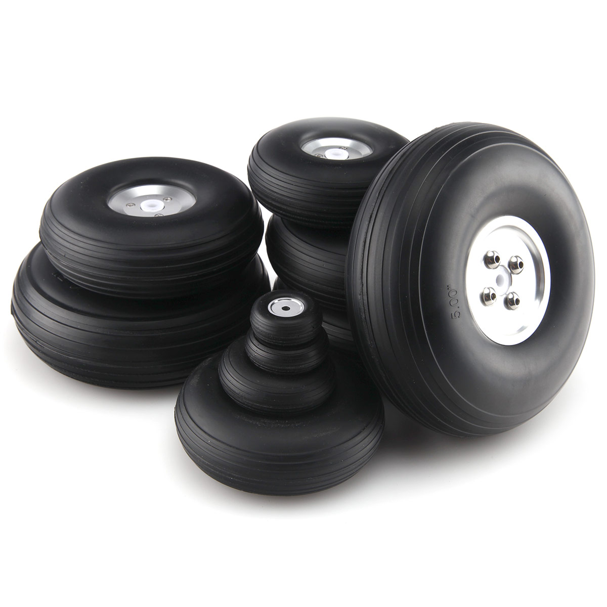 1 Pair 1"/2.25/3.75/4.5/5/6 inch PU Wheel with Aluminum Hub & Screw for RC Plane 
