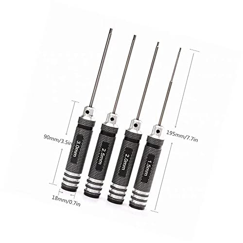 4pcs RC Car Screwdr 1.5mm/2.0mm/2.5mm/3.0mm Handle Hex Screwdrivers Key Driver Tool Compatible for HPI HSP Losi Axial Kyosho Tamiya